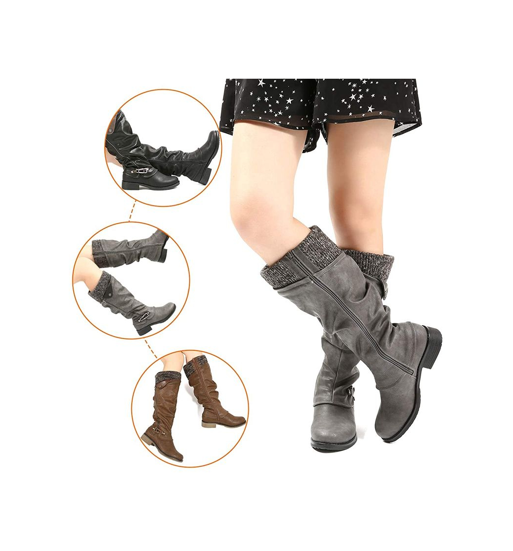 Moda gracosy Botas de Mujer Otoño Invierno 2019 Tacon Bajo Zapatos Largas Botas