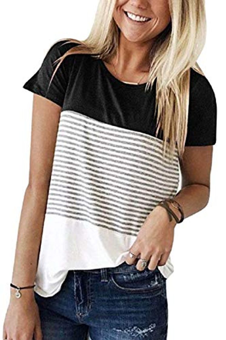 Place UMIPUBO Bluas de Mujer Camisa Algodón Blusa Mujer Elegante Manga Corta Manga