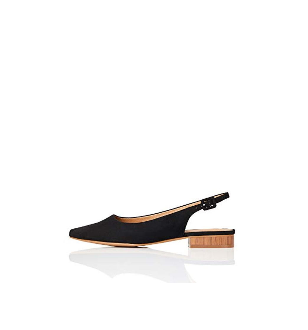 Social Marca Amazon - FIND Flat Slingback Chisel Toe Bailarinas, Negro