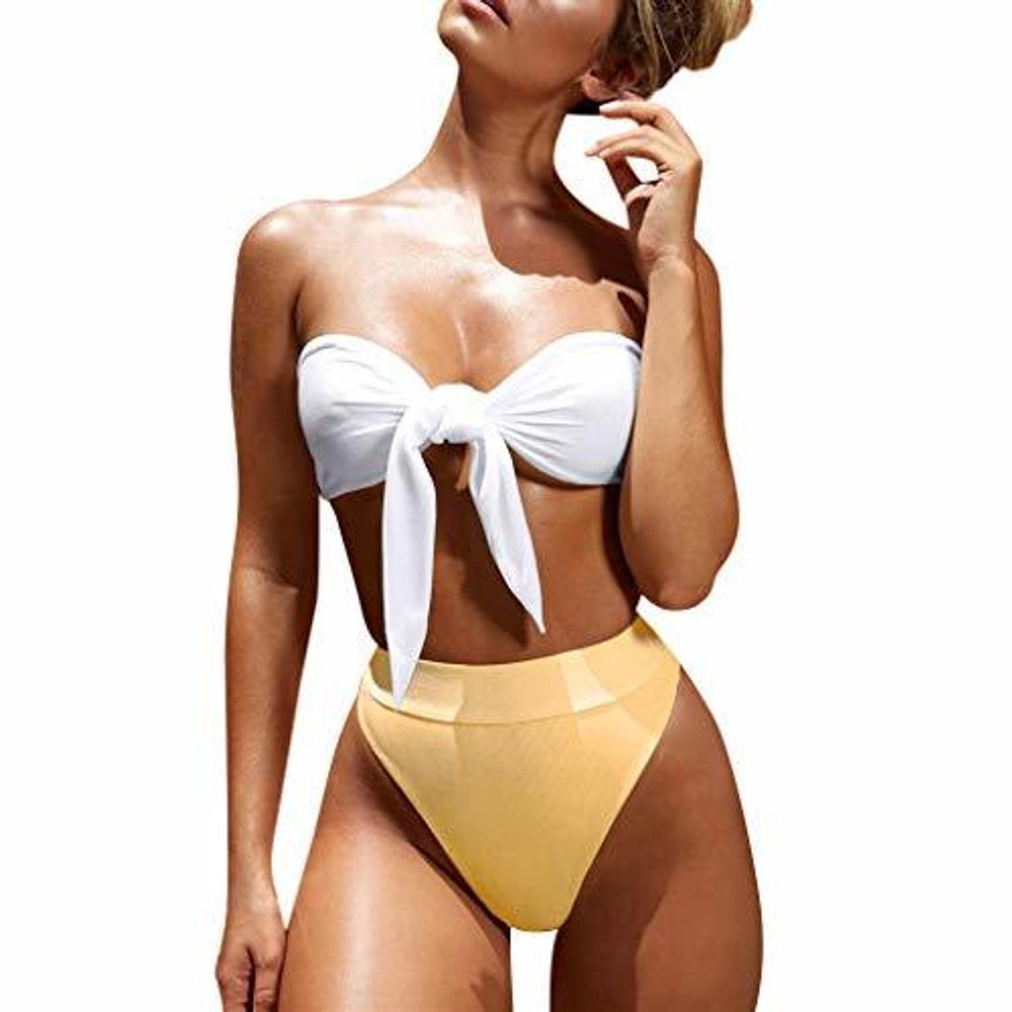 Moda Mymyguoe Mujer Bikinis Top de Tubo Dividida Traje de baño Bikini de