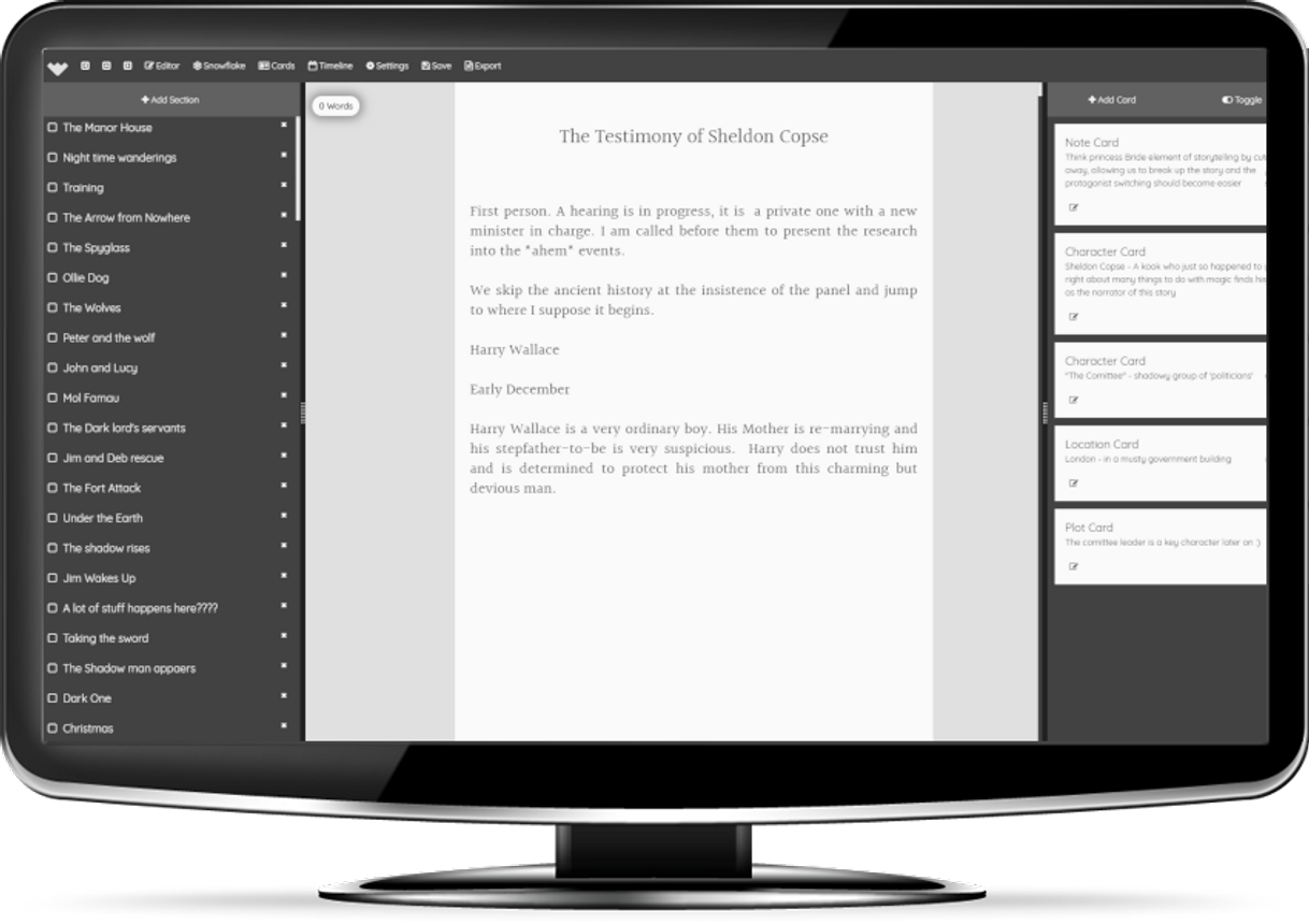 Moda Wavemaker, Cross Platform Novel Planning and Writing Software