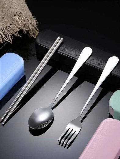 3pcs Portable Stainless Steel Cutlery Set With Case