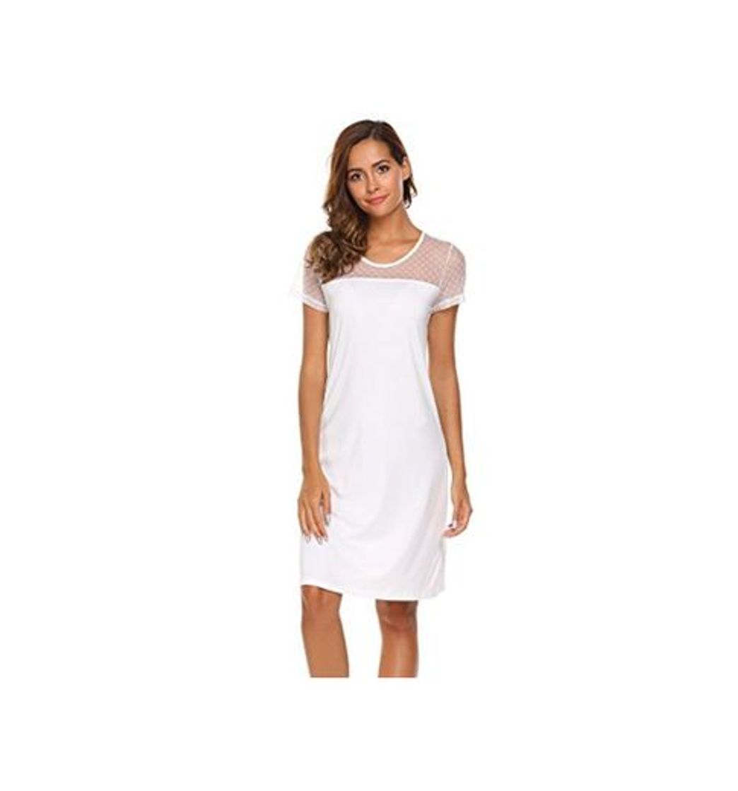 Moda ADOME Mujer Camisón Tul Vestido de Dormir Pijama Corto Elegante Ropa de Casa