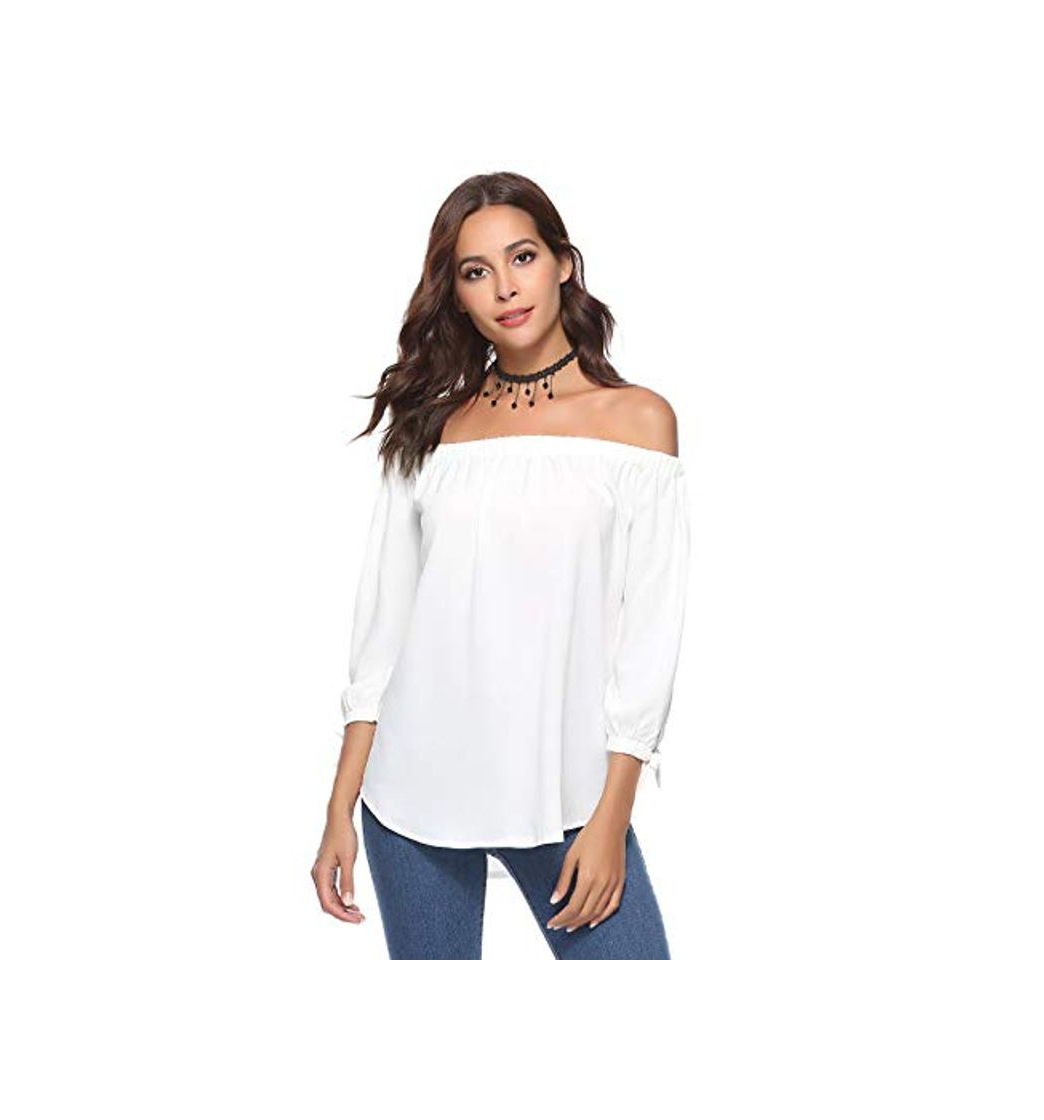 Social Aibrou Women's Off The Shoulder Shirt, 3