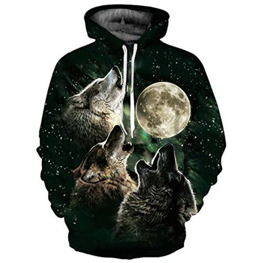 Sudaderas con Capucha 3D Wolf Sudaderas con Capucha para Hombres y Mujeres 2018 Space Galaxy Print Sudadera con Capucha para Hombre Harajuku Hip Hop Sudadera con Capucha Jersey Moletom