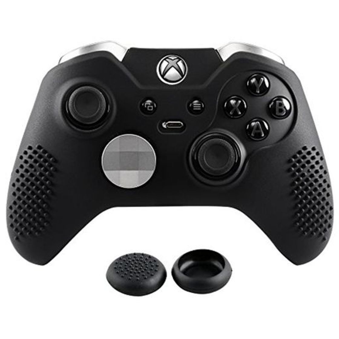 Productos eXtremeRate Funda de Silicona Carcasa Suave Cubierta Protectora Antideslizante para Mando de Xbox One Elite con Dos Tapas de Joyticks Negro