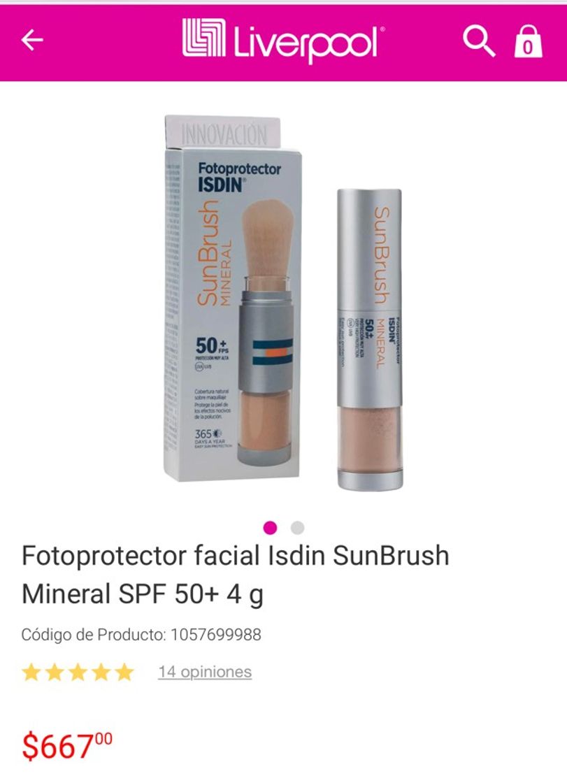 Producto Protector solar mineral 