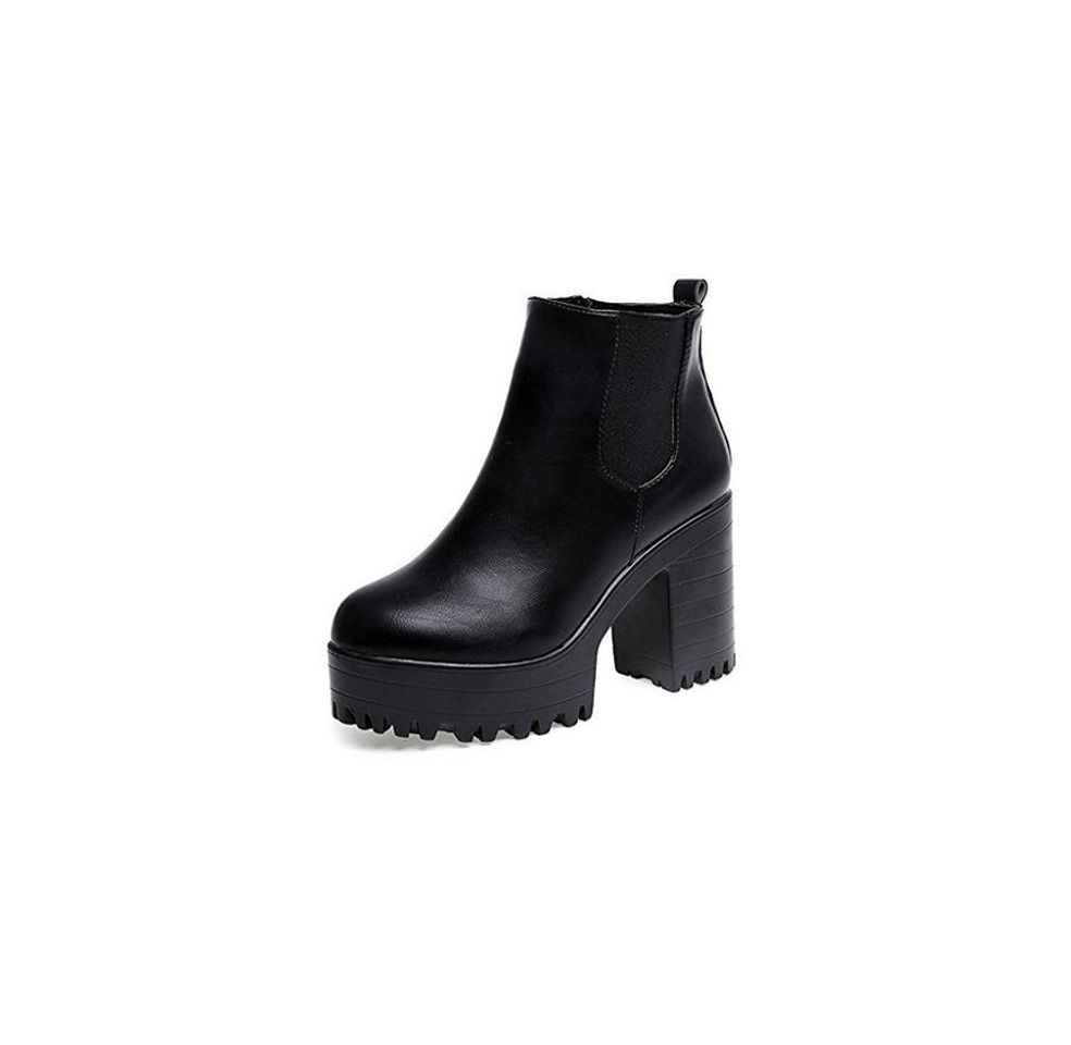 Social Botas de cuero con plataforma, de Holacha