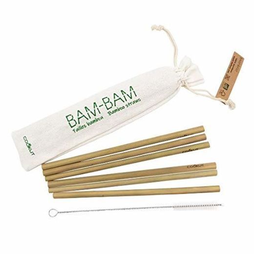 Cookut - Bam Bam - Pajitas Reutilizables 100% Naturales de bambú ecológico Issues de bosques gérées