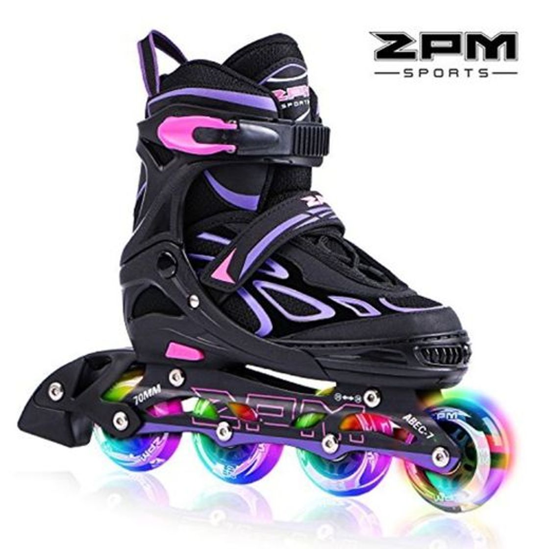 Social 2PM SPORTS Vinal Adjustable Light up Inline Roller Skates for Boys and