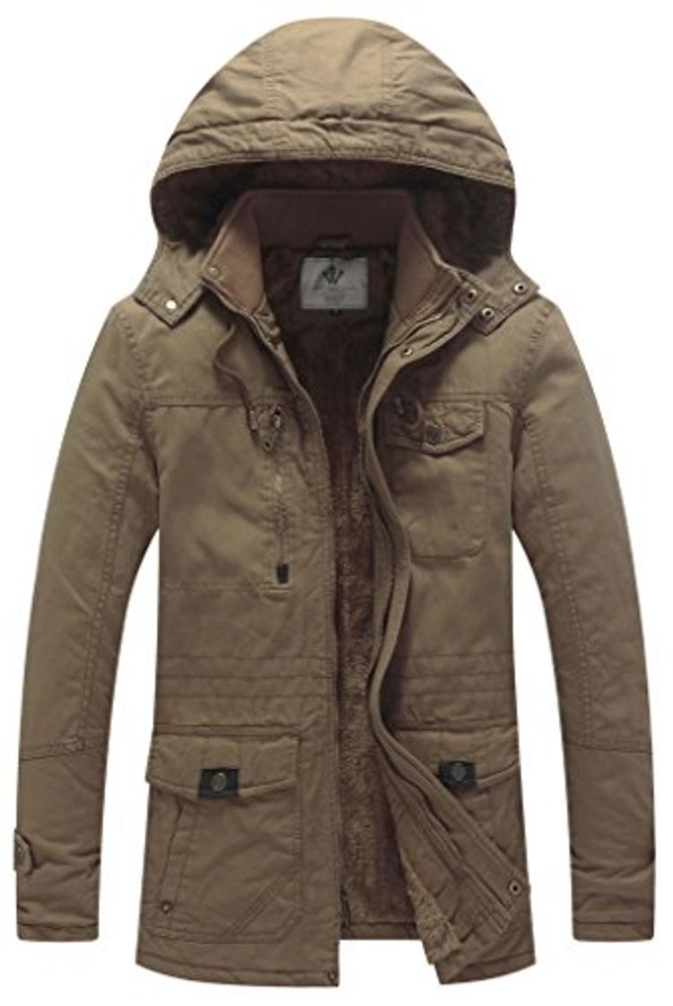 WenVen Chaqueta Algodón de Vestir Entretiempo para Hombre Caqui Small