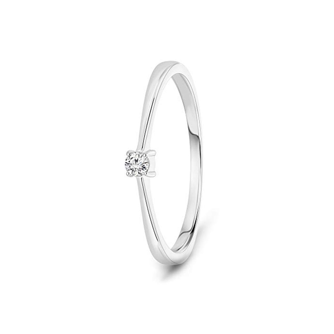 Social Miore - Anillo de compromiso para mujer, oro blanco de 9 quilates