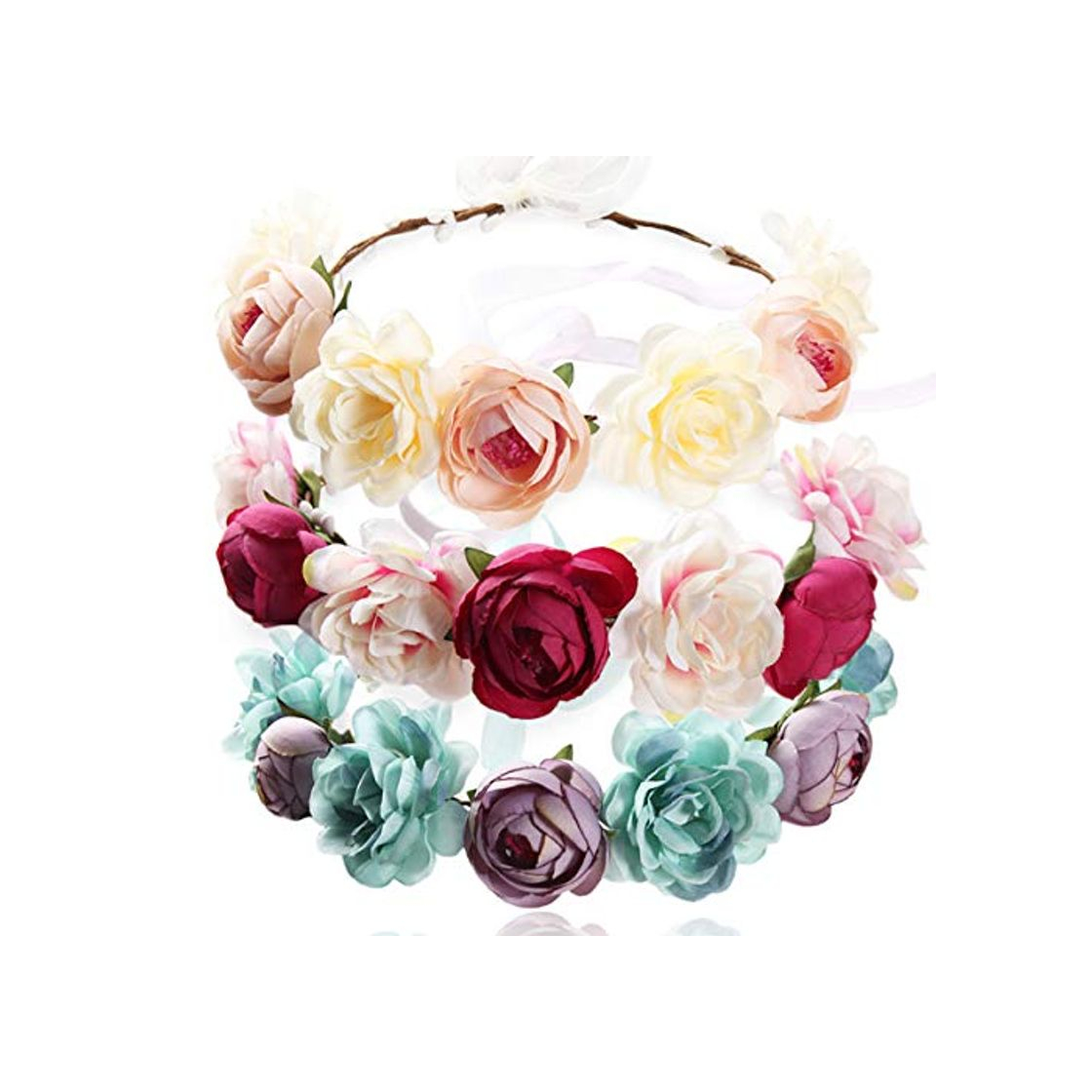 Social REKYO 3pcs Flor Hecha a Mano Diadema Corona Floral