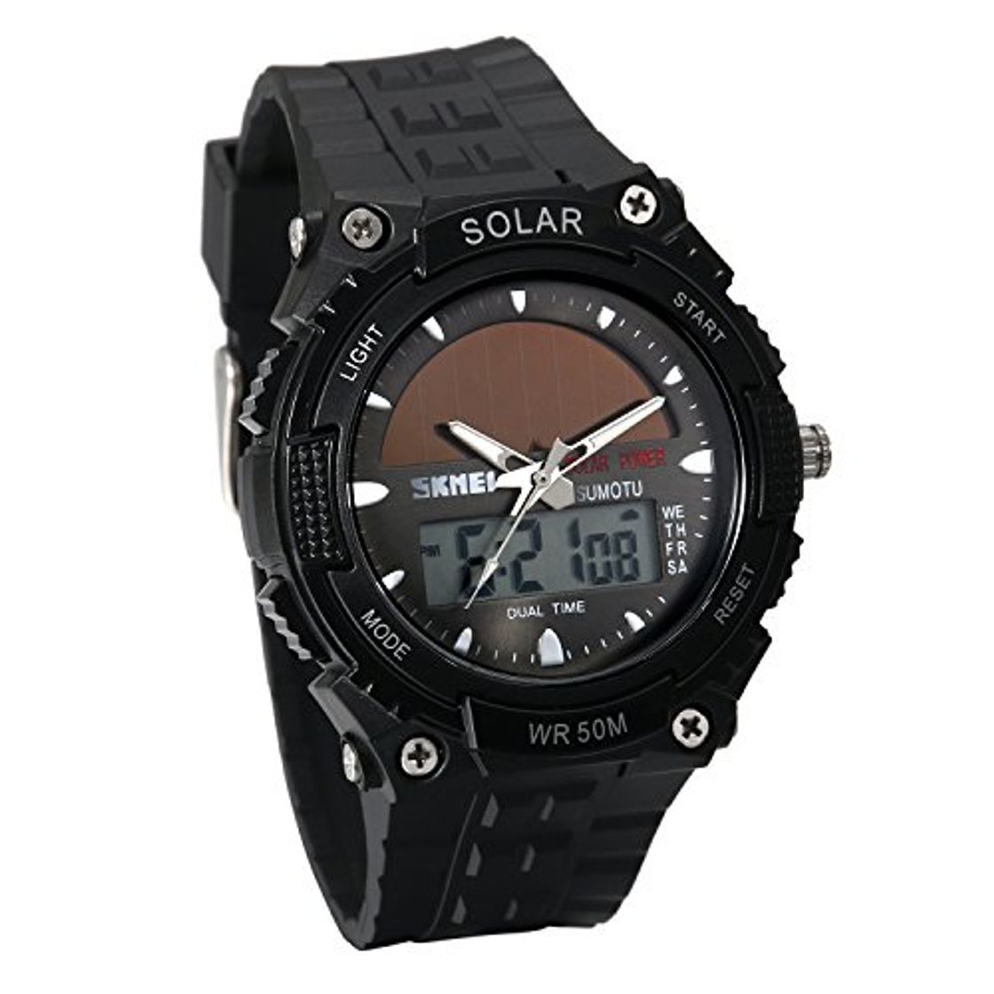 Fashion JewelryWe Reloj Deportivo Energía Solar Reloj de Hombre Digital para Aire Libre