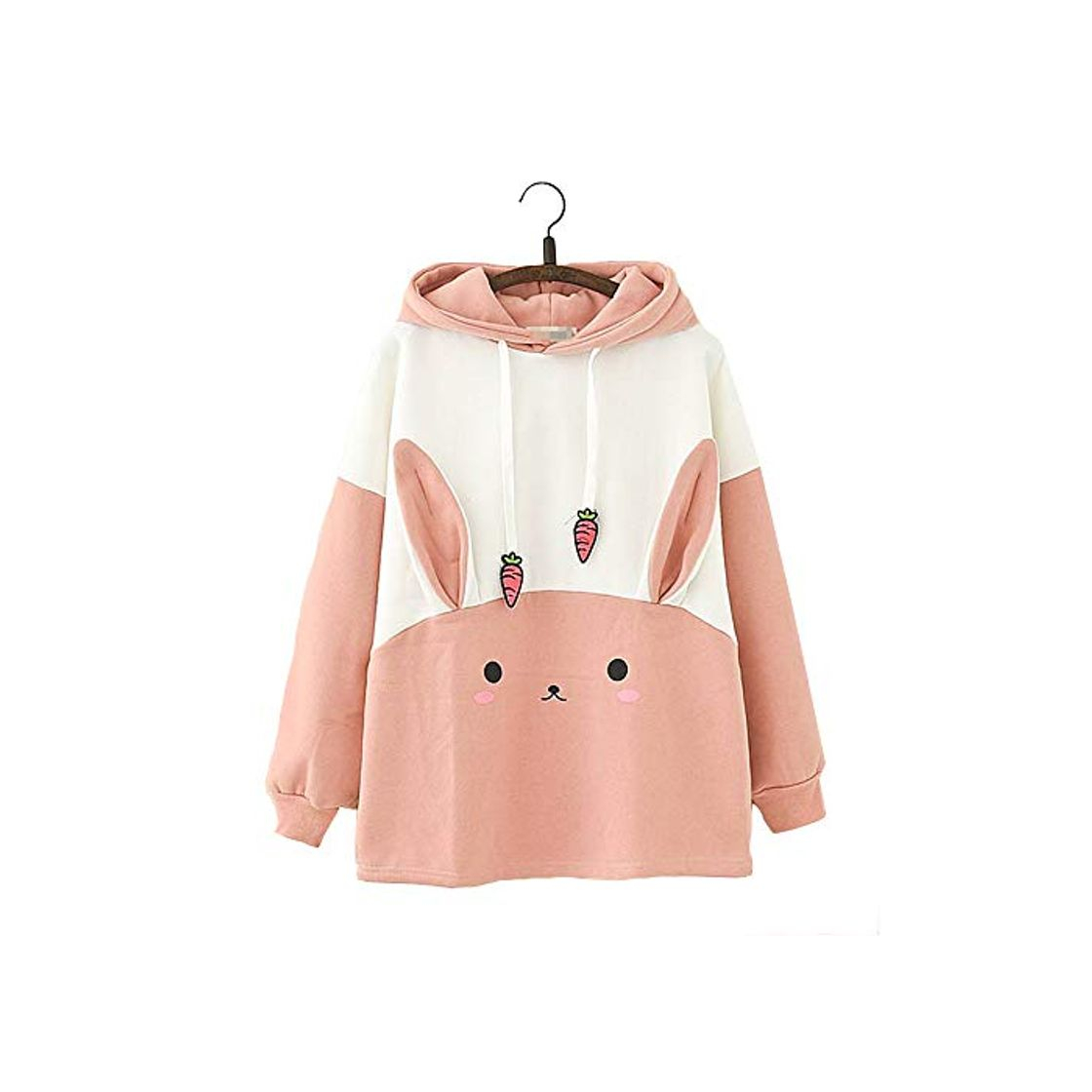 Fashion Kawaii Aesthetic Bunny Rabbit Carrot Design Funny Cute Style Trend Duo Color Long Sleeves Summer Hoodie Jacket