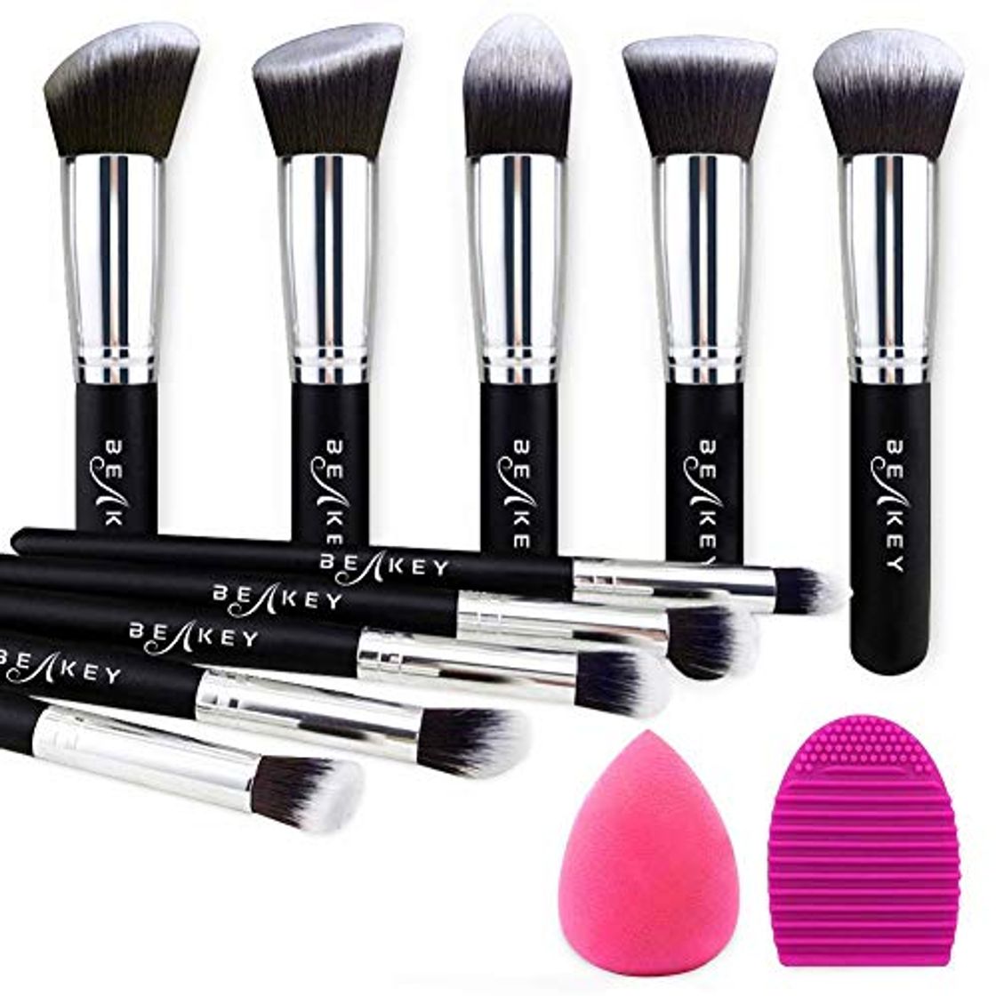 Social BEAKEY Set de Brochas de Maquillaje Profesional, Synthetic Kabuki Premium para Base