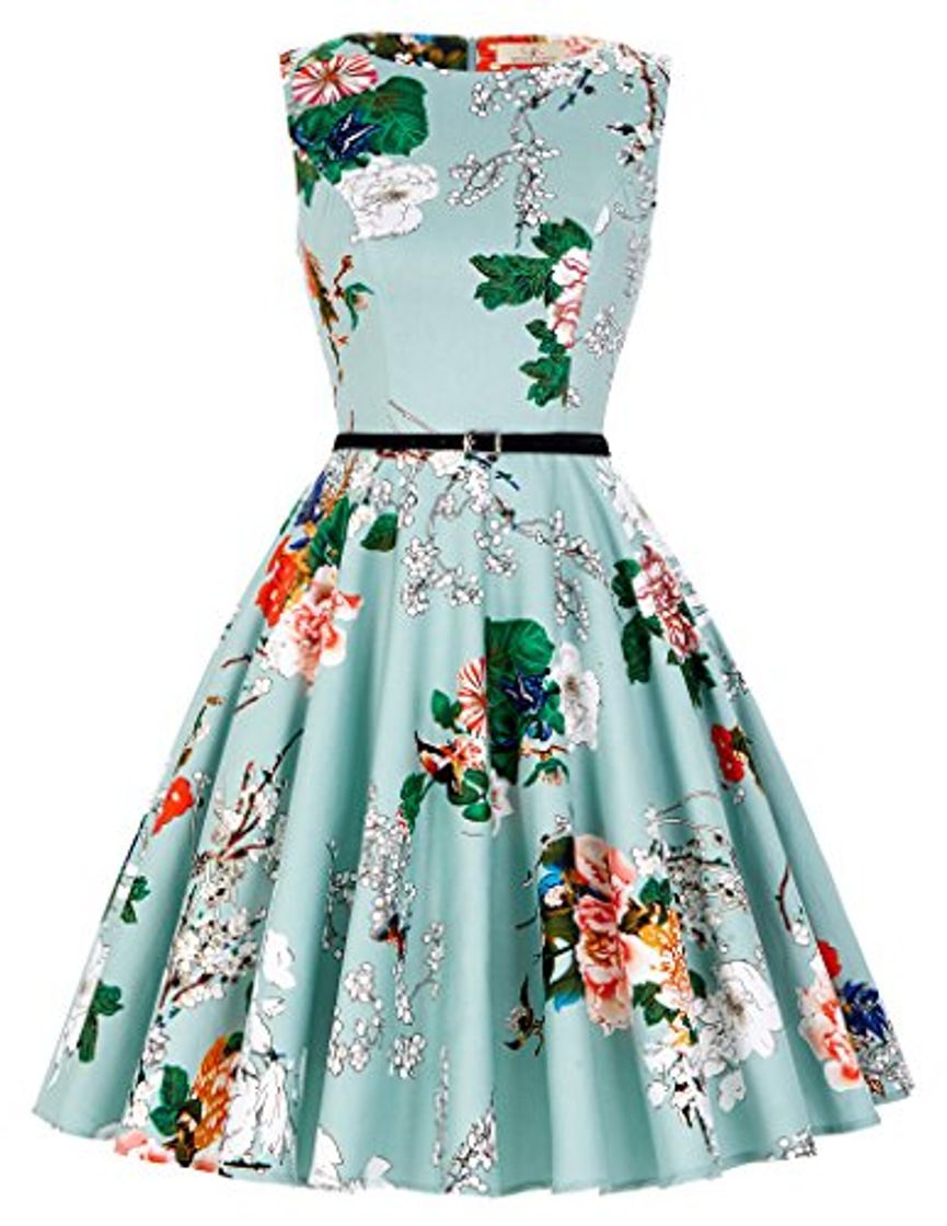 Place GRACE KARIN Vestido Mentaverde Vestido de 1950s Vintage Grandes Flores Corsés M