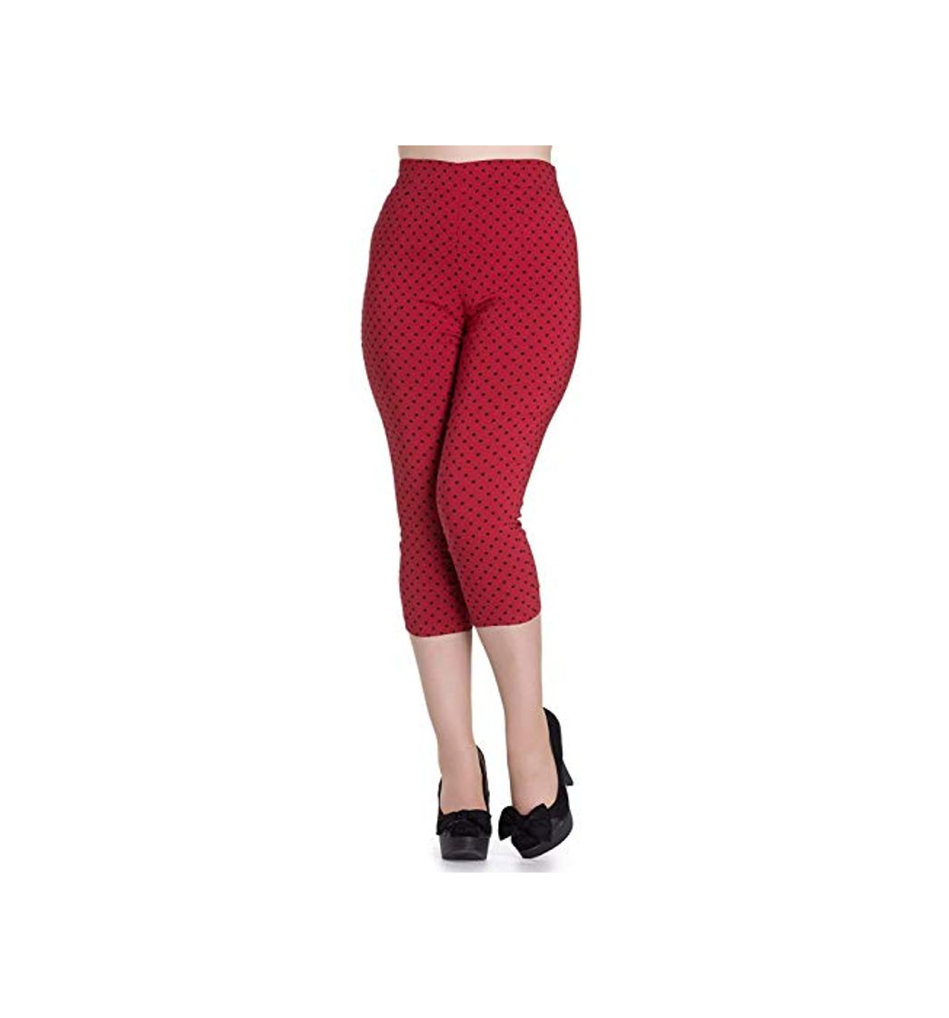 Moda Pantalones piratas de Hell Bunny Rojo Kay Lunares de estilo Vintage de