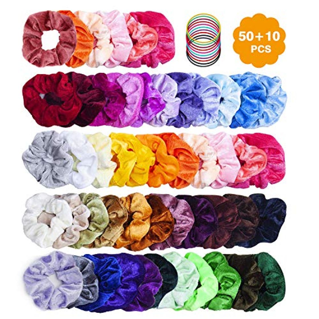 Producto BEAU-PRO 60 gomas de pelo scrunchies terciopelo