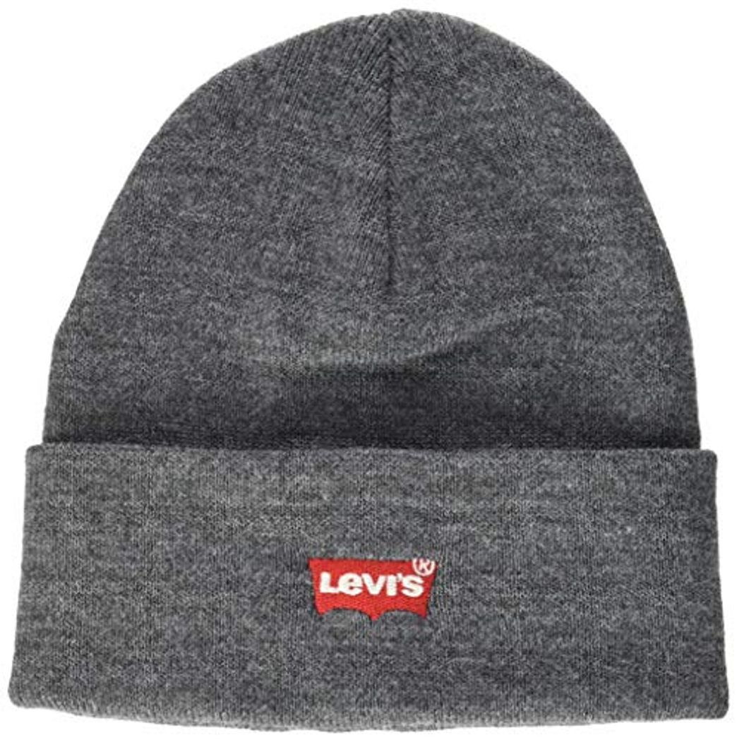 Fashion Levi's Red Batwing Embroidered Slouchy Beanie Gorro de Punto, Gris