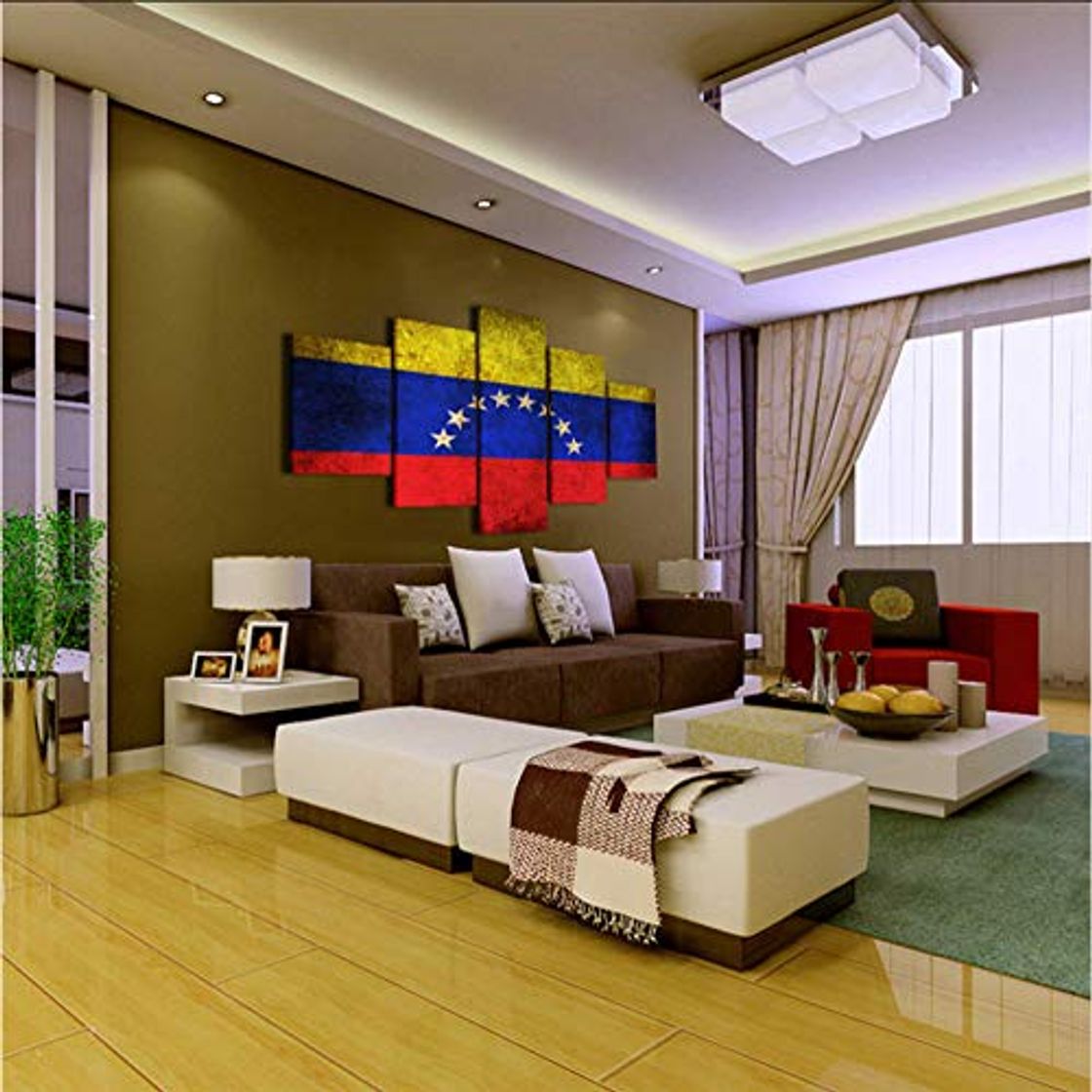 Producto hllhpc HD Impresión De La Lona Moderna   5 Panel Venezuela Bandera Wall Art Pictures Vintage Decoración del Hogar Cartel Modular Cuadros