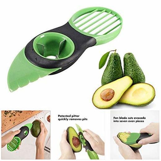 NUONA Good Grips Cortador de Aguacates, Pelador Aguacates Verde Rebanadora Fruta, 3