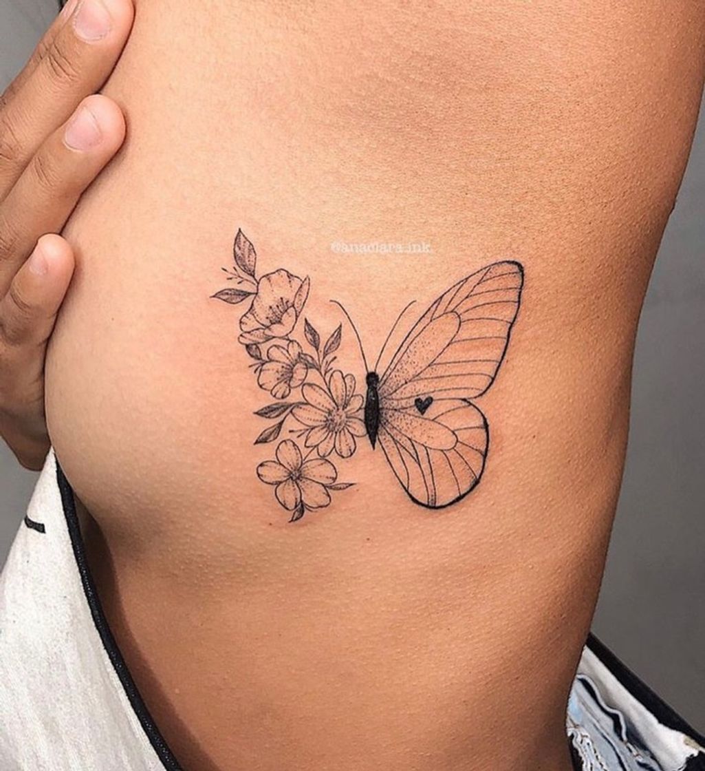 Fashion TATUAGEM DE BORBOLETA COM FLORES