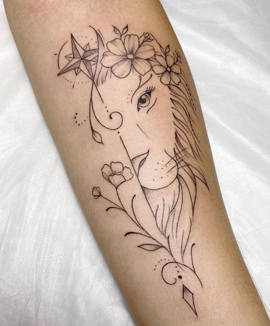 Fashion TATUAGEM DE METADE LEÃO 