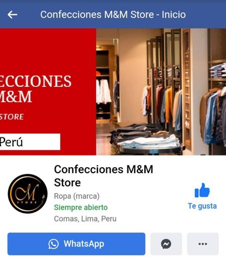 Página de Facebook: Confecciones M&M Store (Tienda de Ropa)