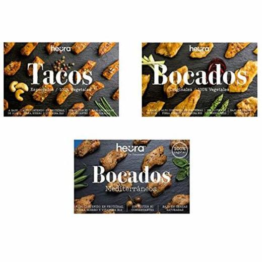 Pack de 3: Bocados- Mediterráneos y Originales & Tacos Especiados HEURA 180g