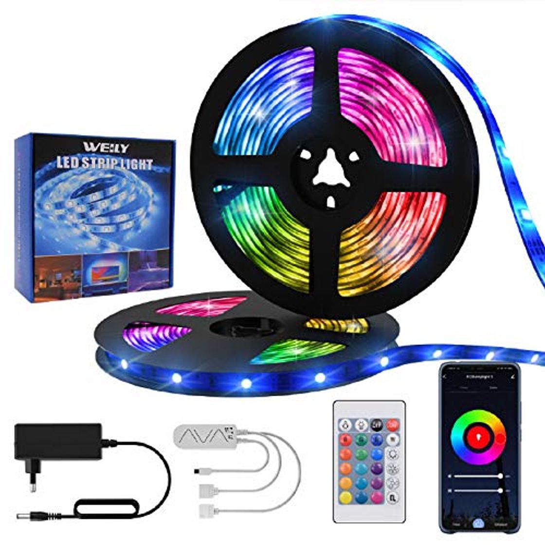 Social Weily 15M Rgb Tiras Led Multicolor Control Remoto Tiras Led