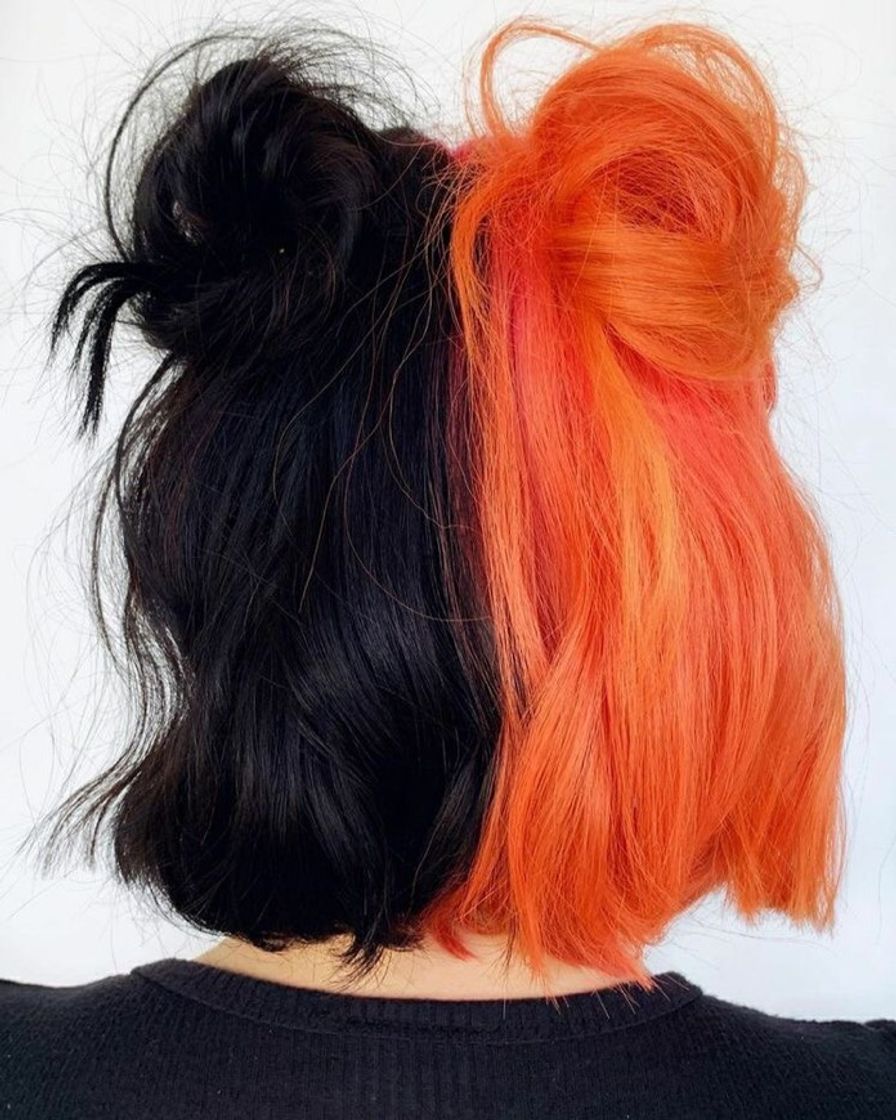 Fashion Cabelo preto e laranja🖤🧡