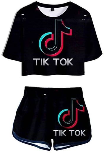 TIK Tok Conjunto 2 Piezas Mujer Verano Completo Sportivo Pantalon y Crop