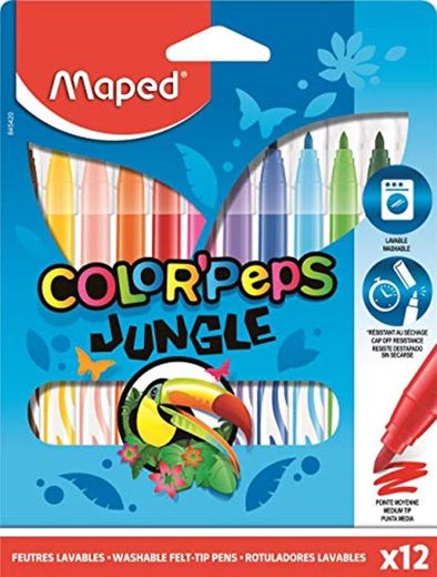 Maped Color' Peps Jungle - Pack de 12 Rotuladores con Estuche de