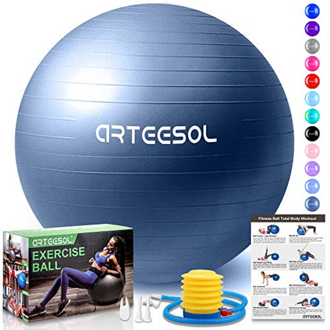 Product arteesol Balón de Ejercicio Anti-explosión, 45cm/55cm/65cm/75cm/85cm Fitness Yoga Ball Estabilizador de balón