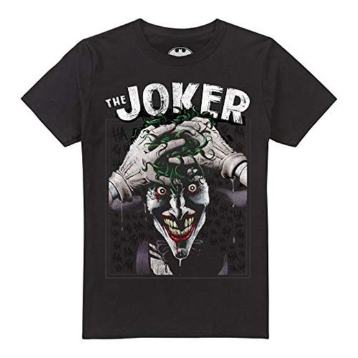 DC Comics Crazed Joker Camiseta, Negro
