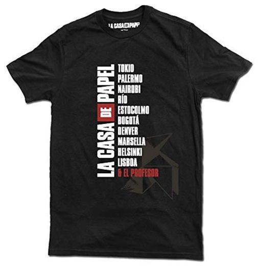 Grupo Erik Camiseta Oficial La Casa de Papel Nombres, Negra,