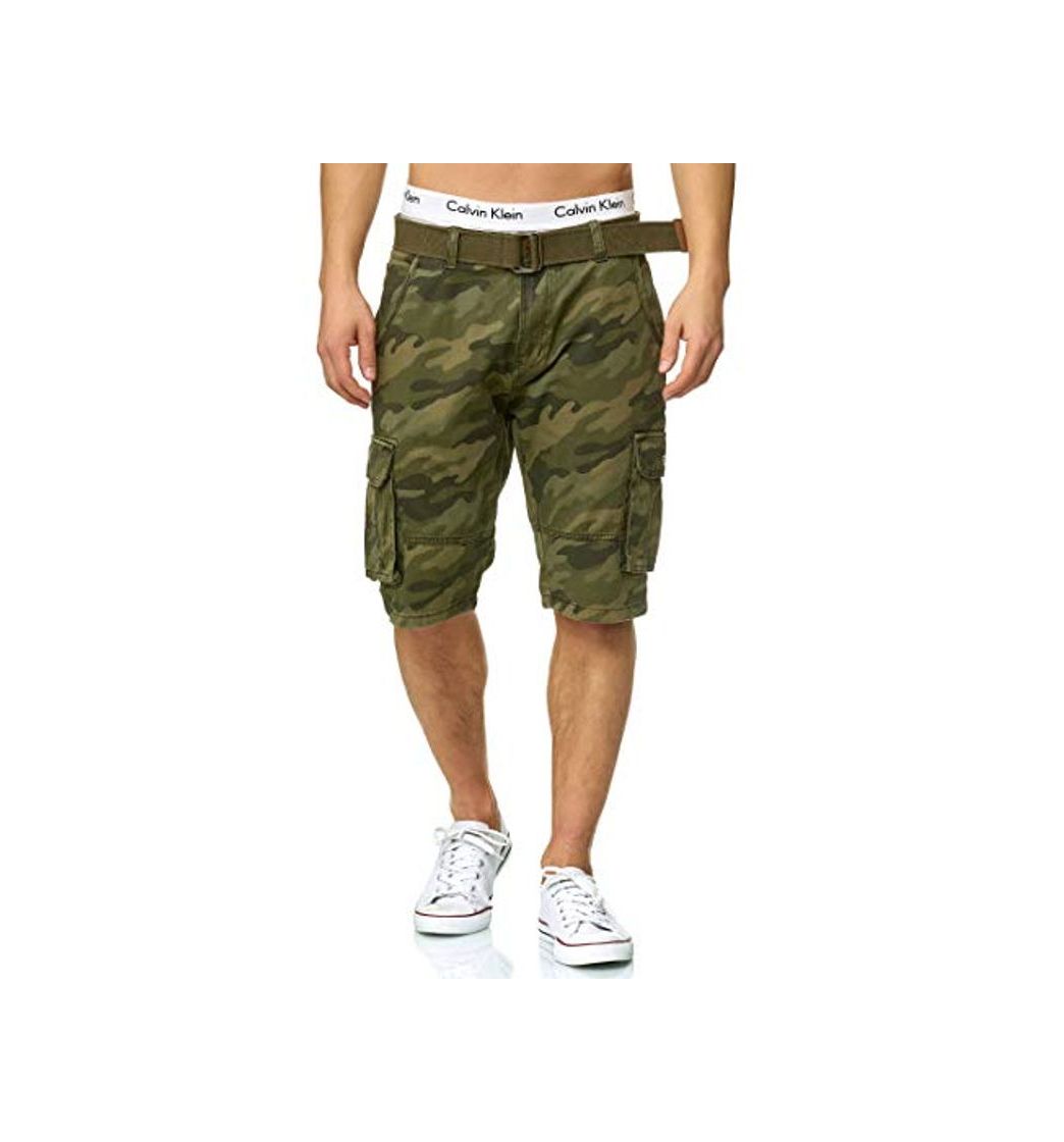 Social Indicode Caballero Monroe Cargo ZA Pantalones Cortos con 6 Bolsillos y cinturón