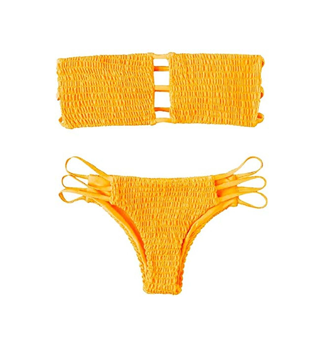 Productos CheChury Mujer Bikini Bandeau Bralette Traje de Baño de Tubo Brasileños Bañador Ropa de Bano Dos Piezas Push Up Traje de baño con Acolchado Conjunto de Bikini de Playa Bañador