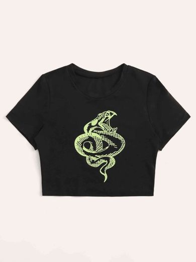 Camiseta corta con estampado de serpiente 🐍 
