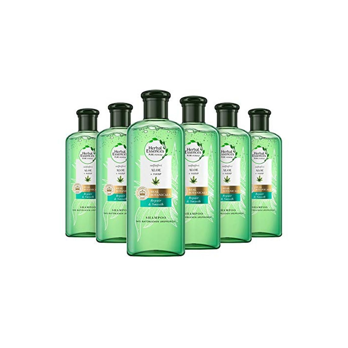 Products Herbal Essences PURE:renew Repair & Smooth, champú sin sulfatos con aloe