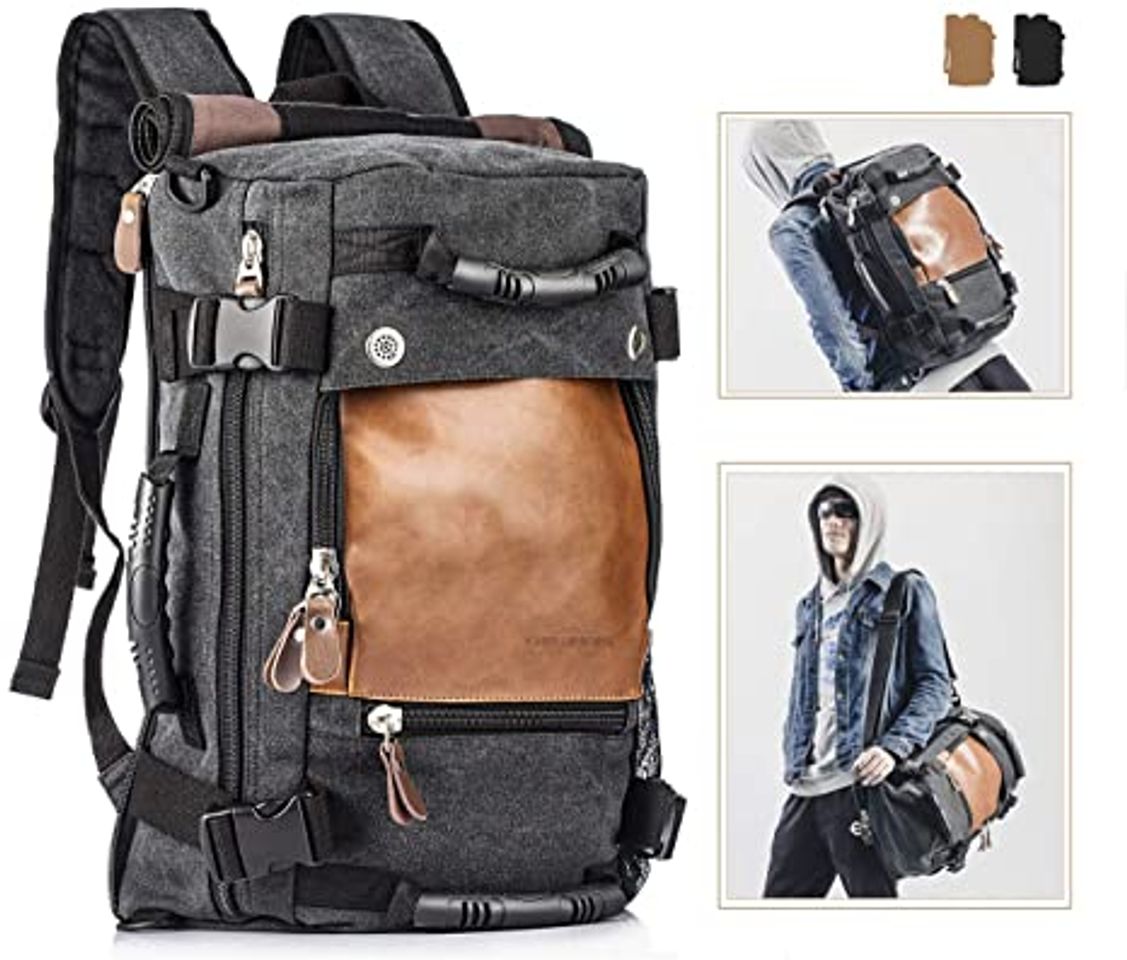 Fashion Overmont 40L Multifuncional portátil Vintage Mochila Bolsa Macuto de Lona Cuero para