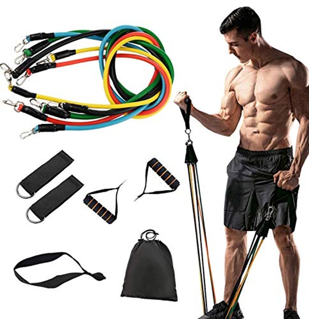 Social Cinturón de Ejercicio Bandas Elasticas Fitness Juego de 11 PCS con Ancla