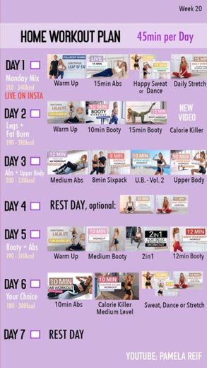 45 min workout plan (20 week)