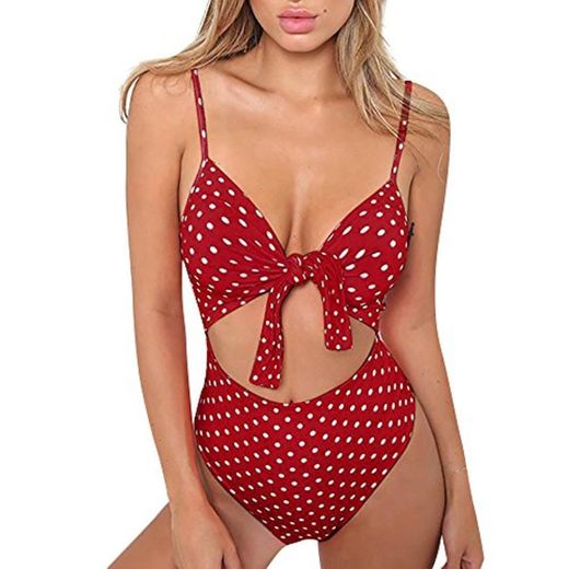 NPSJYQ Conjunto De Bikini De Playa Traje De BañO De Verano BañAdor con Lazo Y Lunares Moda BañAdor Tankini Ropa De BañO De Dos Piezas Sexy Tops Y Braguitas 2 Piezas Bikini Swimsuit