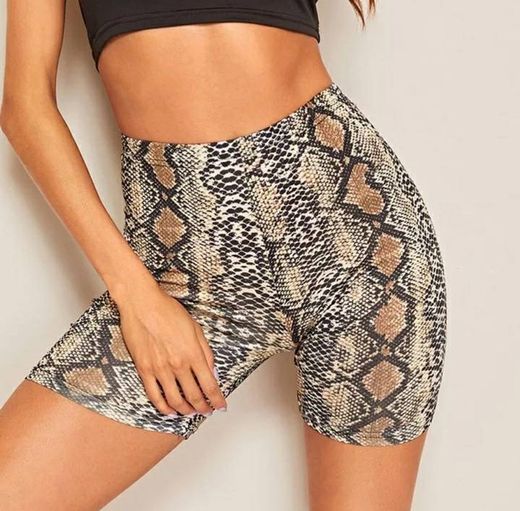 Pantalones Cortos de cintura alta con estampado de serpiente