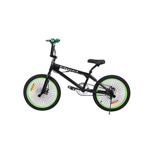 Ridgeyard Bicicleta BMX Free-style 20 pulgadas Rotor 360 ° bmx bikes (Negro