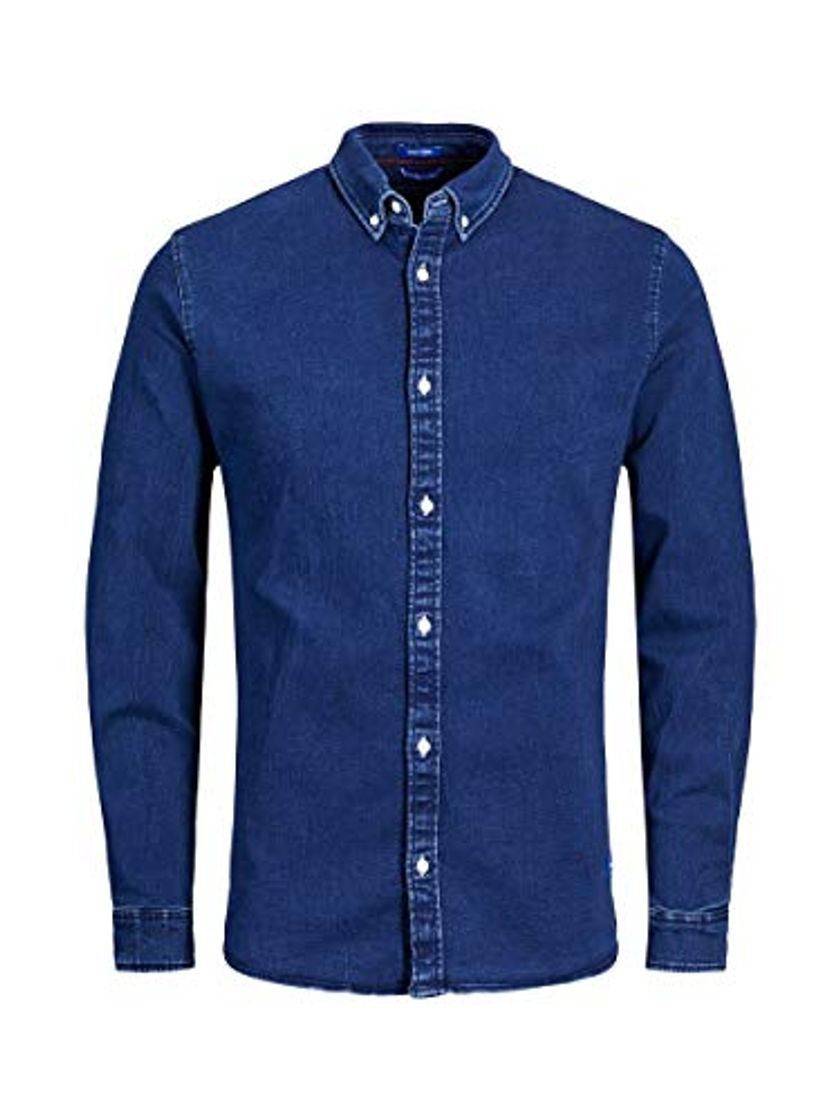 Fashion Jack & Jones Jjigeorge Shirt Stretch LS Camisa Vaquera, Azul