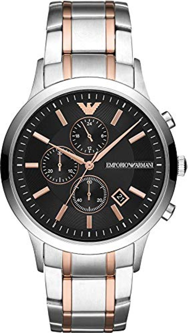 Social Emporio Armani Reloj Cronógrafo para Hombre de Cuarzo con Correa en Acero Inoxidable AR11165