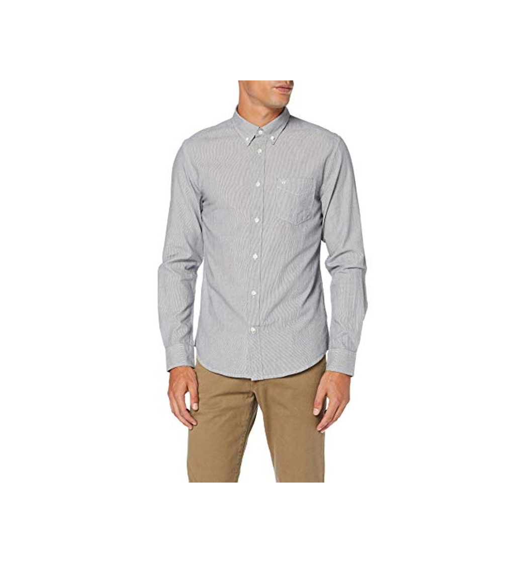 Social Wrangler LS 1pkt Bdown Shirt Camisa, Azul